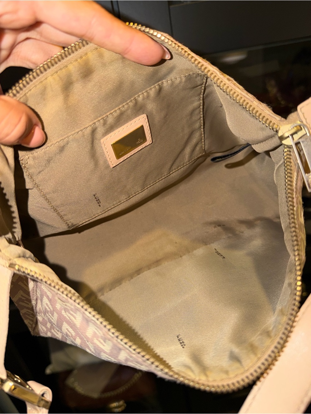 Fendi Beige Pink FF Jacquard Shoulder Bag - Picture 11 of 14